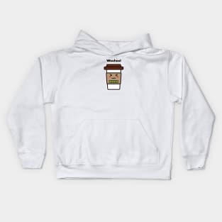 Woohoo! | Coffee Cup | Charging | High Battery | Cute Kawaii | White Kids Hoodie